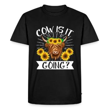 Vache bovine écossaise des Highlands - T-shirt Premium bio Homme - noir - Devant - Nico (187cm)