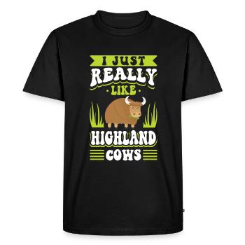 Vache bovine écossaise des Highlands - T-shirt Premium bio Homme - noir - Devant - Nico (187cm)