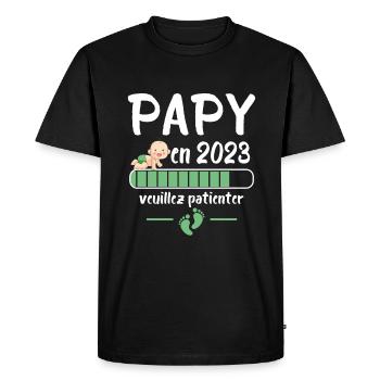 Futur Papy 2023 Idée Cadeau Nouvelle Naissance - T-shirt Premium bio Homme - noir - Devant - Nico (187cm)