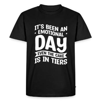 Ce fut une journée émouvante même le gâteau est dans - T-shirt Premium bio Homme - noir - Devant - Nico (187cm)