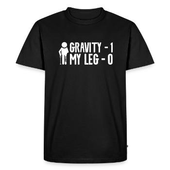 Gravity 1 My Leg 0 Broken Bone Injury Recovery - Men's Premium Organic T-Shirt - black - Front - Nico (187cm)