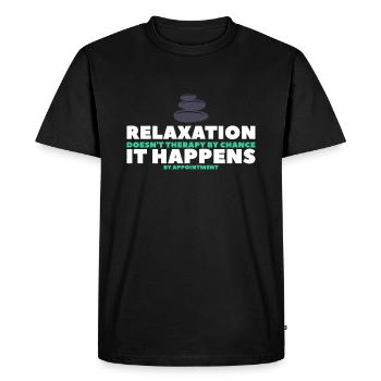 La relaxation ne thérapie pas, elle arrive par - T-shirt Premium bio Homme - noir - Devant - Nico (187cm)