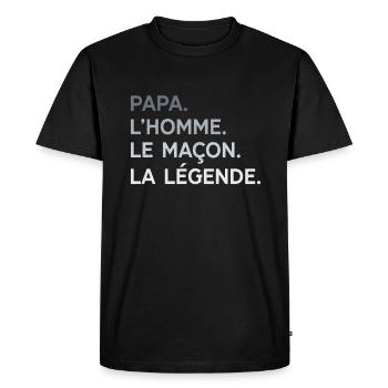 Papa Maçon L'Homme La Légende Cadeau Humour - T-shirt Premium bio Homme - noir - Devant - Nico (187cm)