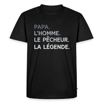 Papa Pêcheur L'Homme La Légende Cadeau Humour - T-shirt Premium bio Homme - noir - Devant - Nico (187cm)
