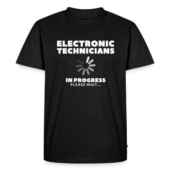 Techniciens en électronique en cours Veuillez patienter - T-shirt Premium bio Homme - noir - Devant - Nico (187cm)