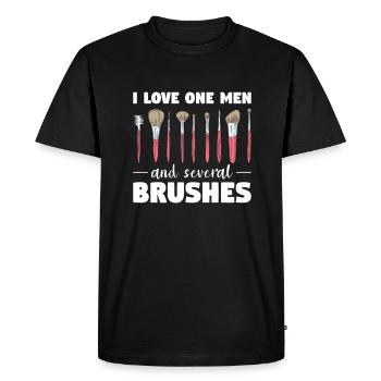 J’aime un homme et plusieurs pinceaux maquillage - T-shirt Premium bio Homme - noir - Devant - Nico (187cm)