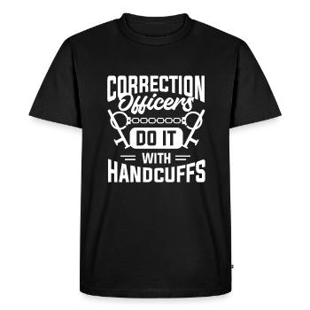 Officier de correction Do It With Menottes Correction - T-shirt Premium bio Homme - noir - Devant - Nico (187cm)