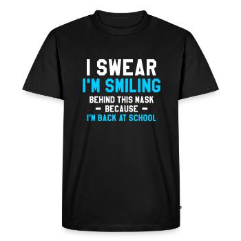 Je souris derrière ce masque parce que je suis de retour à - T-shirt Premium bio Homme - noir - Devant - Nico (187cm)