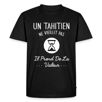 Un Tahitien Ne Vieillit Pas Humour Cadeau Tahiti - T-shirt Premium bio Homme - noir - Devant - Nico (187cm)