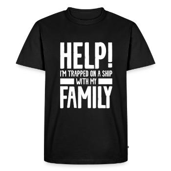 Aidez-moi, je suis piégé sur un bateau avec mes vacances en famille - T-shirt Premium bio Homme - noir - Devant - Nico (187cm)