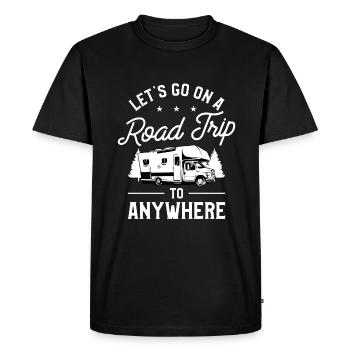 Partons en road trip n’importe où - T-shirt Premium bio Homme - noir - Devant - Nico (187cm)
