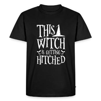 Cette sorcière se fait atteler tour ou traiter bonjour - T-shirt Premium bio Homme - noir - Devant - Nico (187cm)