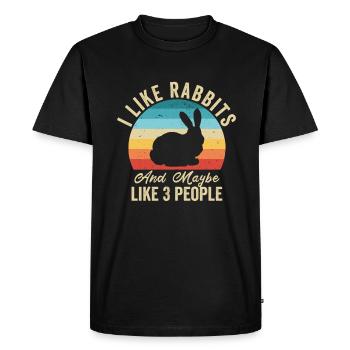 I love Rabbits Humor Farmer Gift - Men's Premium Organic T-Shirt - black - Front - Nico (187cm)