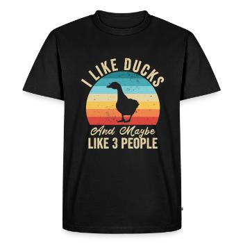 I love Ducks Humor Farmer Gift - Men's Premium Organic T-Shirt - black - Front - Nico (187cm)