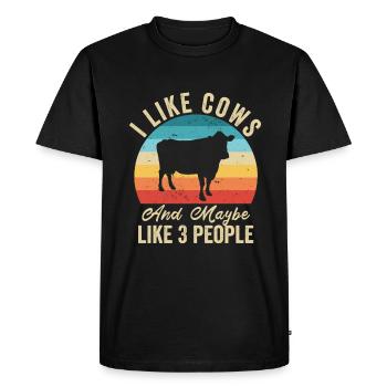I love Cows Humor Farmer Gift - Men's Premium Organic T-Shirt - black - Front - Nico (187cm)
