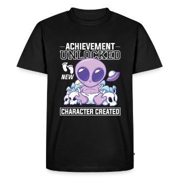 Achievement Unlocked New Character Created Gender - Men's Premium Organic T-Shirt - black - Front - Nico (187cm)