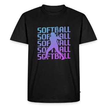 Joueur de Softball Classique Rétro Vintage - T-shirt Premium bio Homme - noir - Devant - Nico (187cm)
