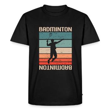 Joueur de badminton rétro vintage classique - T-shirt Premium bio Homme - noir - Devant - Nico (187cm)
