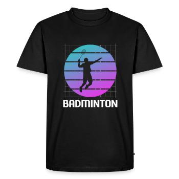 Joueur de badminton rétro vintage classique - T-shirt Premium bio Homme - noir - Devant - Nico (187cm)