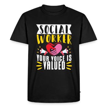 School Social Work Month Hands - Men's Premium Organic T-Shirt - black - Front - Nico (187cm)