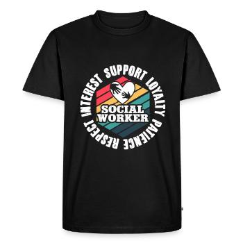 Mois du travail social scolaire Retro - T-shirt Premium bio Homme - noir - Devant - Nico (187cm)