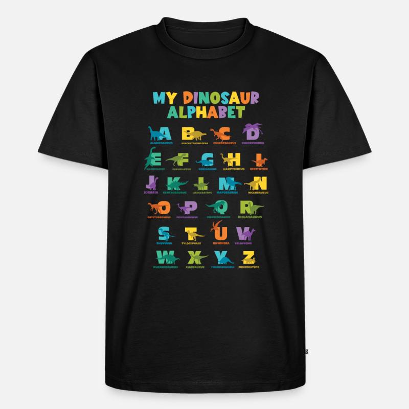 Dinosaurier Alphabet Learn Primer Geschenk - Männer Premium Bio T-Shirt - Schwarz
