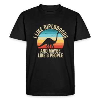 J'aime Les Diplodocus Cadeau Humour Dinosaure - T-shirt Premium bio Homme - noir - Devant - Nico (187cm)
