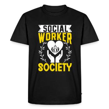 School Social Work Month Hands - Men's Premium Organic T-Shirt - black - Front - Nico (187cm)