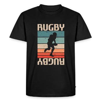 Joueur de rugby classique rétro vintage - T-shirt Premium bio Homme - noir - Devant - Nico (187cm)