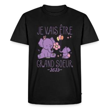 Je Vais Être Grande Soeur 2023 Future Grande Soeur - T-shirt Premium bio Homme - noir - Devant - Nico (187cm)