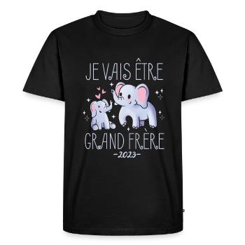 Je Vais Être Grand Frère 2023 Futur Grand Frère - T-shirt Premium bio Homme - noir - Devant - Nico (187cm)