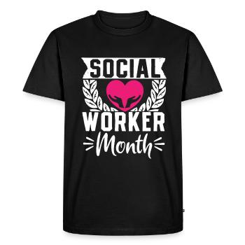 Mois du travail social à l’école Cœur - T-shirt Premium bio Homme - noir - Devant - Nico (187cm)