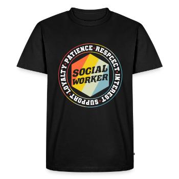Mois du travail social scolaire Retro - T-shirt Premium bio Homme - noir - Devant - Nico (187cm)