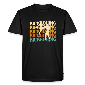 Retro Vintage Classic Kickboxing Kickboxer - Men's Premium Organic T-Shirt - black - Front - Nico (187cm)