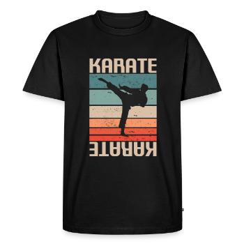 Retro Vintage Classic Karate Karateka - Men's Premium Organic T-Shirt - black - Front - Nico (187cm)