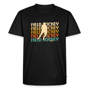 Joueur de hockey sur gazon classique rétro vintage - T-shirt Premium bio Homme - noir - Devant - Nico (187cm)