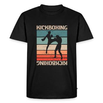 Retro Vintage Classic Kickboxing Kickboxer - Men's Premium Organic T-Shirt - black - Front - Nico (187cm)