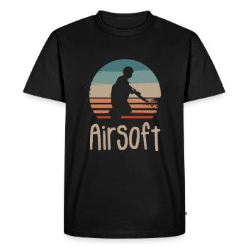Retro Vintage Classic Airsoft Player - Men's Premium Organic T-Shirt - black - Front - Nico (187cm)