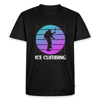 Grimpeur rétro vintage classique d’escalade sur glace - T-shirt Premium bio Homme - noir - Devant - Nico (187cm)