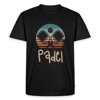Retro Vintage Classic Padel Player - Men's Premium Organic T-Shirt - black - Front - Nico (187cm)