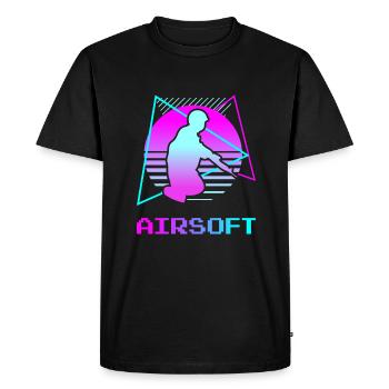 Retro Vintage Classic Airsoft Player - Men's Premium Organic T-Shirt - black - Front - Nico (187cm)