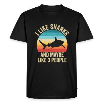 J'aime Les Requins Cadeau Drole Océan - T-shirt Premium bio Homme - noir - Devant - Nico (187cm)