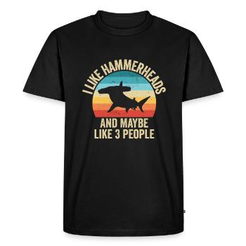 J'aime Les Requins Marteau Cadeau Drole - T-shirt Premium bio Homme - noir - Devant - Nico (187cm)