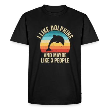 J'aime Les Dauphins Cadeau Drole Océan - T-shirt Premium bio Homme - noir - Devant - Nico (187cm)