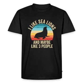 J'aime Les Otaries Cadeau Drole Lion De Mer - T-shirt Premium bio Homme - noir - Devant - Nico (187cm)