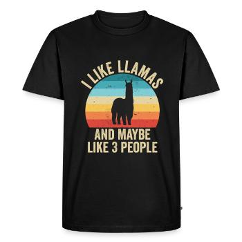 I love The Llamas Gift Humor Animals - Men's Premium Organic T-Shirt - black - Front - Nico (187cm)
