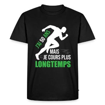 Running Cadeau Anniversaire 50 Ans Humour Coureur - T-shirt Premium bio Homme - noir - Devant - Nico (187cm)