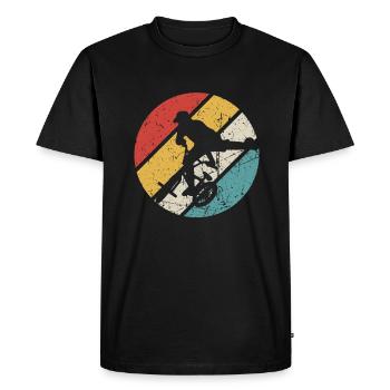 BMX Shirt Cyclisme Descente Vintage Rétro - T-shirt Premium bio Homme - noir - Devant - Nico (187cm)