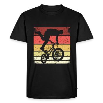 BMX Shirt Cyclisme Descente Vintage Rétro - T-shirt Premium bio Homme - noir - Devant - Nico (187cm)