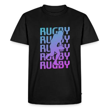 Joueur de rugby classique rétro vintage - T-shirt Premium bio Homme - noir - Devant - Nico (187cm)